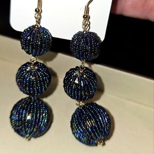 Long iridescent beaded earrings